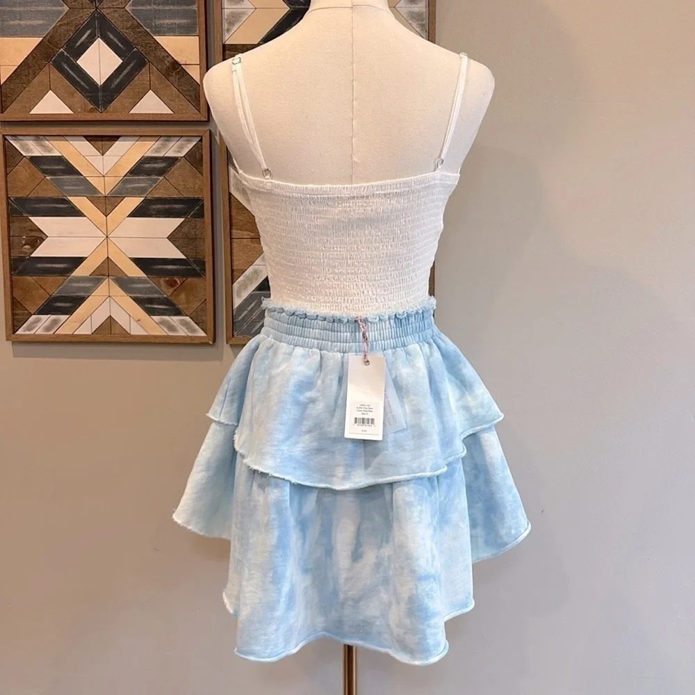 LoveShackFancy Ruffle Mini Skirt Dyed Blue Small NWT